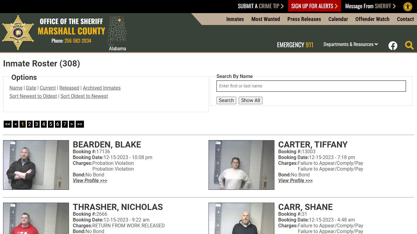 Inmate Roster - Current Inmates Booking Date Descending - Marshall ...