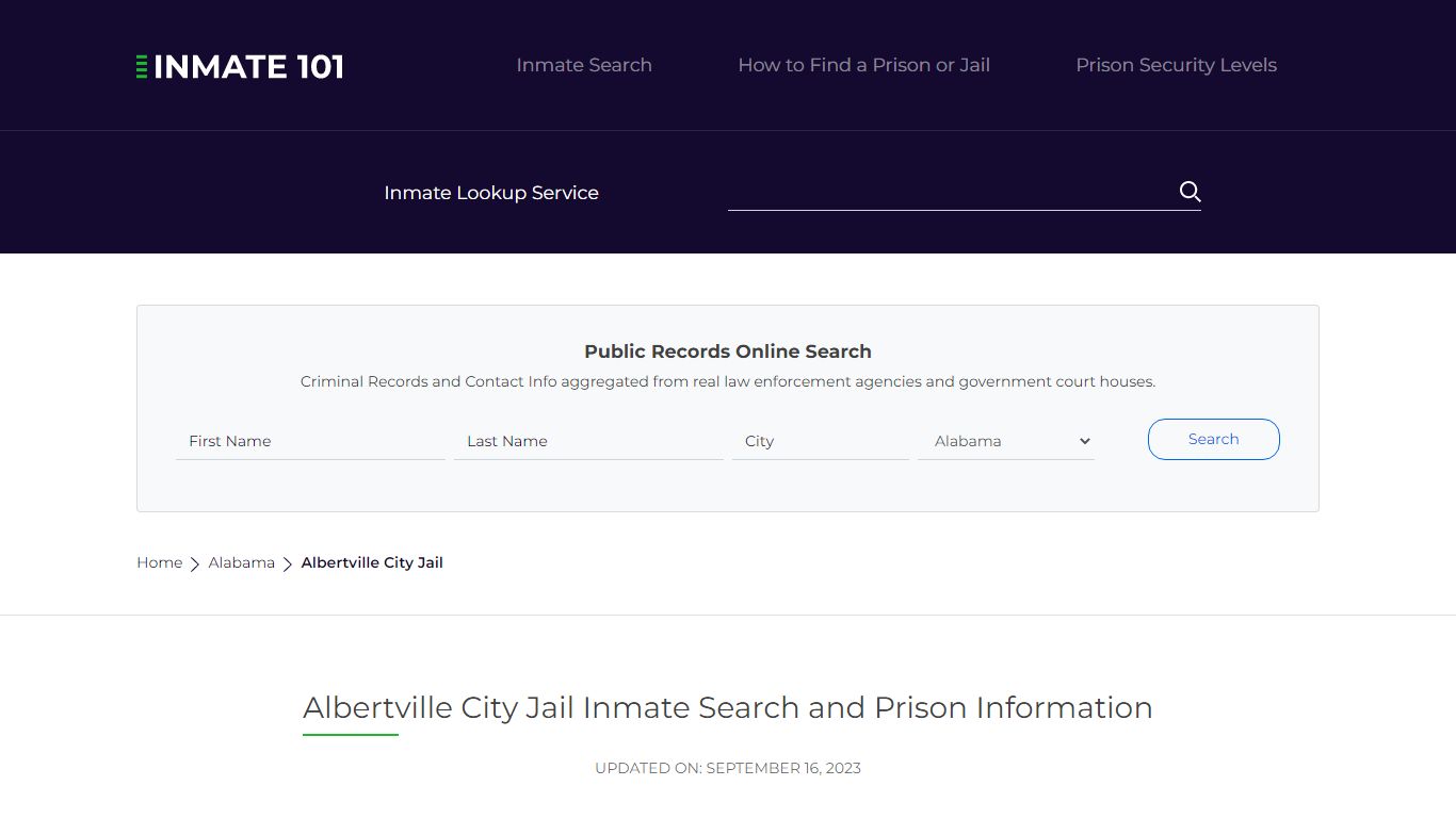 Albertville City Jail Inmate Search and Prison Information